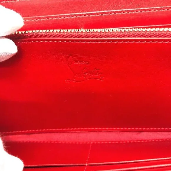Christian Louboutin Panettone Spike studs Zip Around Long Wallet Leather Black
